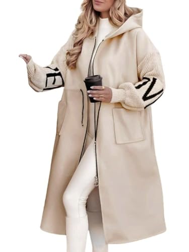 Amazon.com: chouyatou Women's Casual Knitted Sleeve Wool Trench